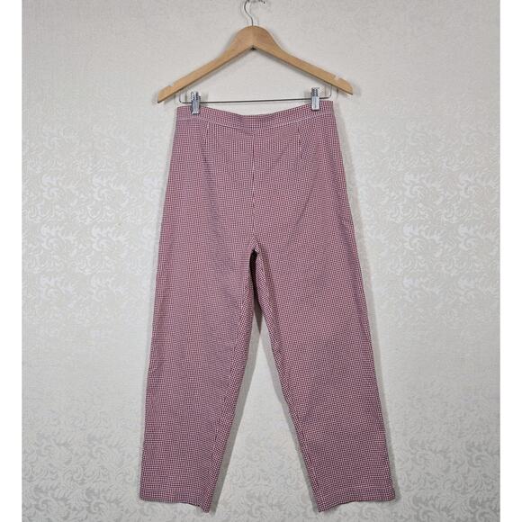 VTG Bill Blass Jeans Cropped Ankle Pants Red White Gingham Retro Cottagecore - Picture 1 of 16